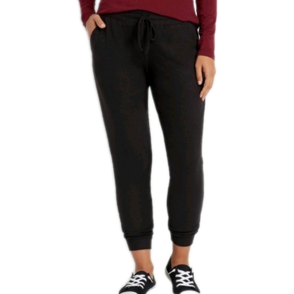 CALME x Johnny Was Meesha Jogger In Black With Shimmer Stripe Leg Size Small